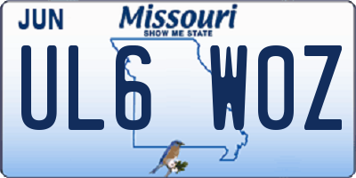 MO license plate UL6W0Z