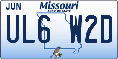 MO license plate UL6W2D