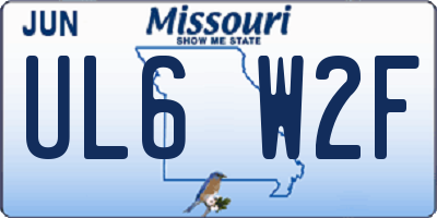 MO license plate UL6W2F