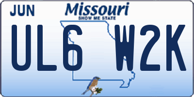 MO license plate UL6W2K