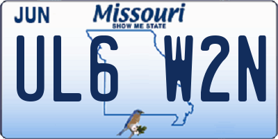 MO license plate UL6W2N