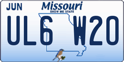MO license plate UL6W2O