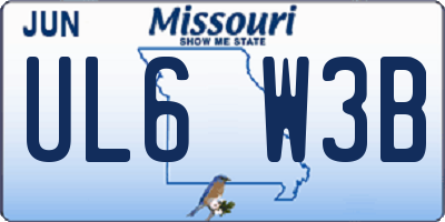 MO license plate UL6W3B