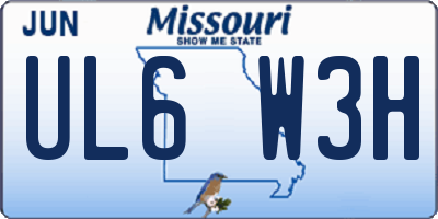 MO license plate UL6W3H