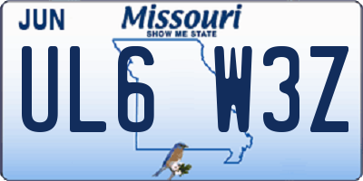 MO license plate UL6W3Z