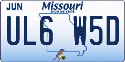 MO license plate UL6W5D