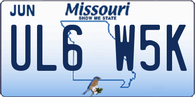 MO license plate UL6W5K