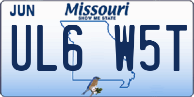 MO license plate UL6W5T