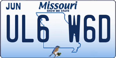 MO license plate UL6W6D