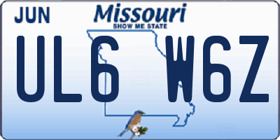MO license plate UL6W6Z