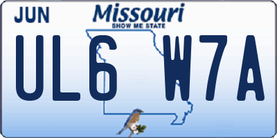 MO license plate UL6W7A