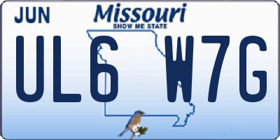MO license plate UL6W7G