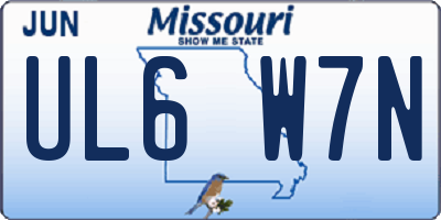 MO license plate UL6W7N