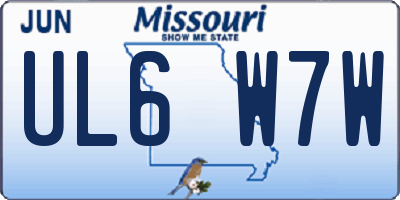 MO license plate UL6W7W
