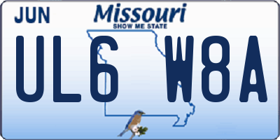 MO license plate UL6W8A