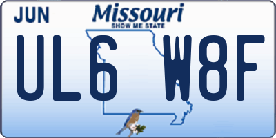 MO license plate UL6W8F