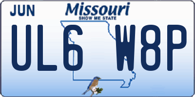 MO license plate UL6W8P