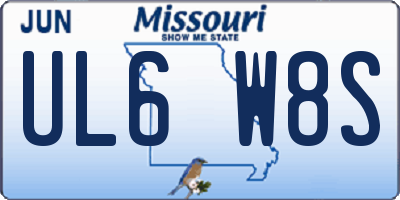 MO license plate UL6W8S