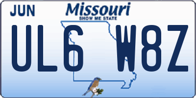 MO license plate UL6W8Z