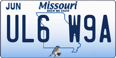 MO license plate UL6W9A