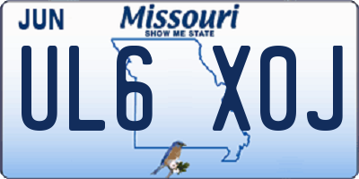 MO license plate UL6X0J
