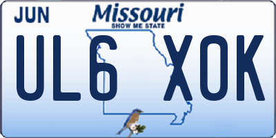 MO license plate UL6X0K