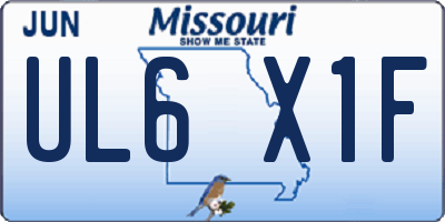 MO license plate UL6X1F