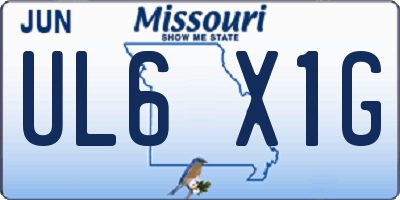 MO license plate UL6X1G