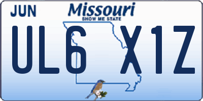 MO license plate UL6X1Z