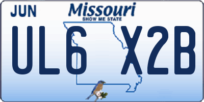 MO license plate UL6X2B