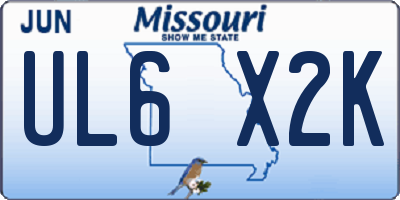 MO license plate UL6X2K