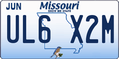 MO license plate UL6X2M