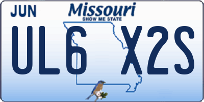 MO license plate UL6X2S