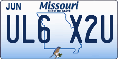 MO license plate UL6X2U