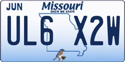 MO license plate UL6X2W