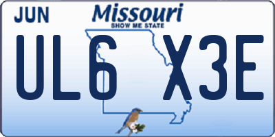 MO license plate UL6X3E