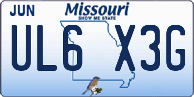 MO license plate UL6X3G