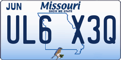 MO license plate UL6X3Q