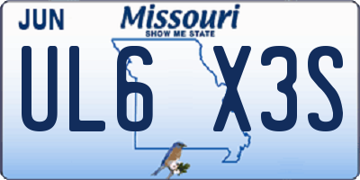 MO license plate UL6X3S