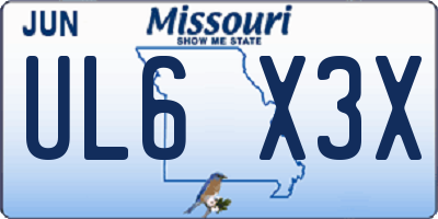 MO license plate UL6X3X