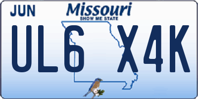 MO license plate UL6X4K