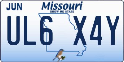 MO license plate UL6X4Y