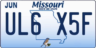 MO license plate UL6X5F