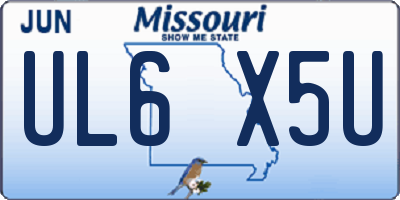 MO license plate UL6X5U