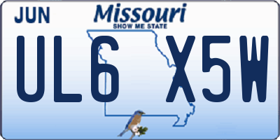 MO license plate UL6X5W