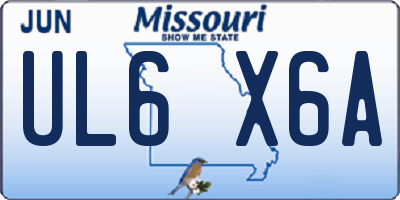 MO license plate UL6X6A