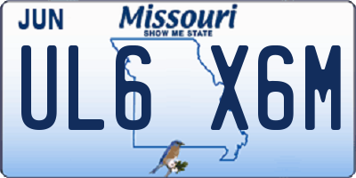 MO license plate UL6X6M