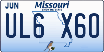 MO license plate UL6X6O