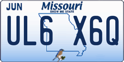 MO license plate UL6X6Q