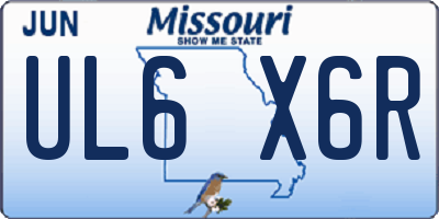 MO license plate UL6X6R